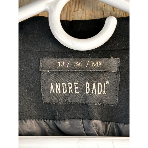Andre Badi Jacket Women 13/36 Large Black Wool Blend Dark Waist Length - Picture 4 of 6